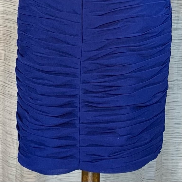JJ’s House solid blue one shoulder party dress. - Picture 10 of 16